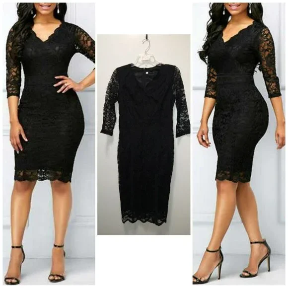 Rosewe | Dresses | Bodycon Black Lace Fitted V Neck Dress Size Medium | Poshmark Rosewe | Dresses | Bodycon Black Lace Fitted V Neck Dress Size Medium | Poshmark